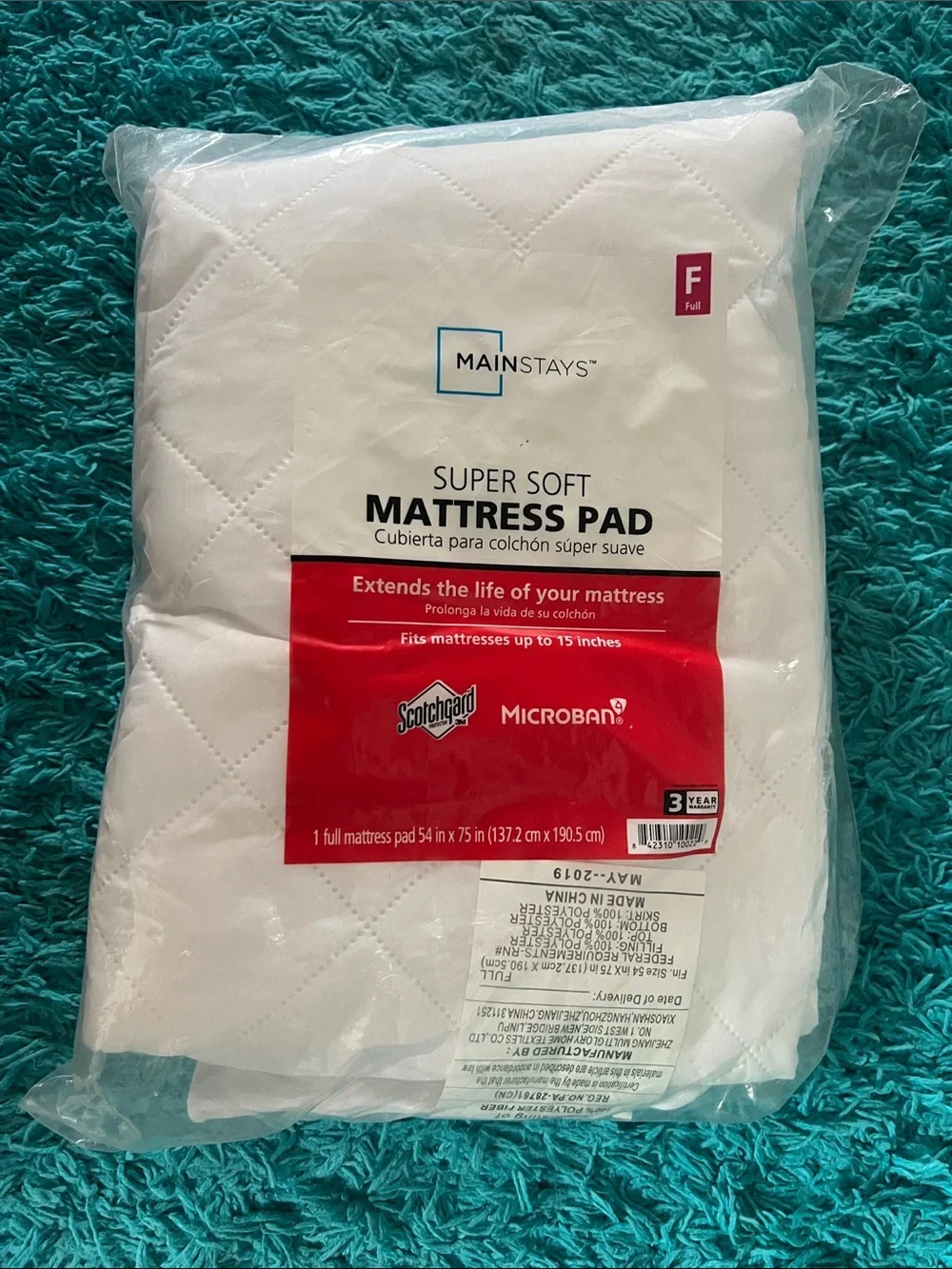 Mainstays White Quilted Super Soft Mattress Pad HM009